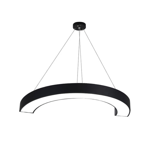 Black C Shaped Ceiling Chandelier Simplicity Acrylic LED Pendant Light Fixture for Office Clearhalo 'Ceiling Lights' 'Chandeliers' 'Modern Chandeliers' 'Modern' Lighting' 2385238