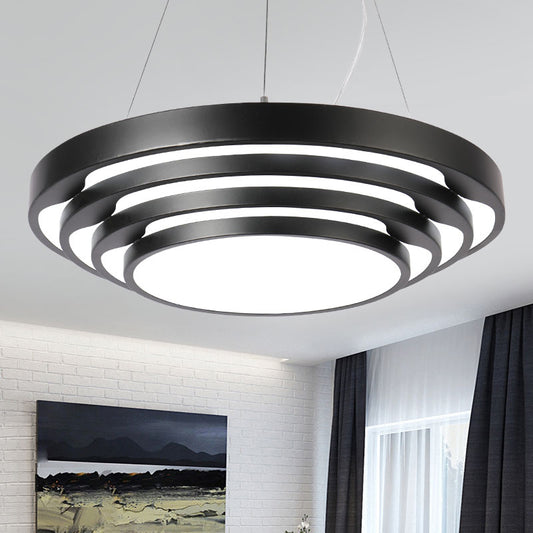Modern LED Hanging Light Layered Round Chandelier Light with Acrylic Shade for Office Black Clearhalo 'Ceiling Lights' 'Chandeliers' 'Modern Chandeliers' 'Modern' Lighting' 2385239