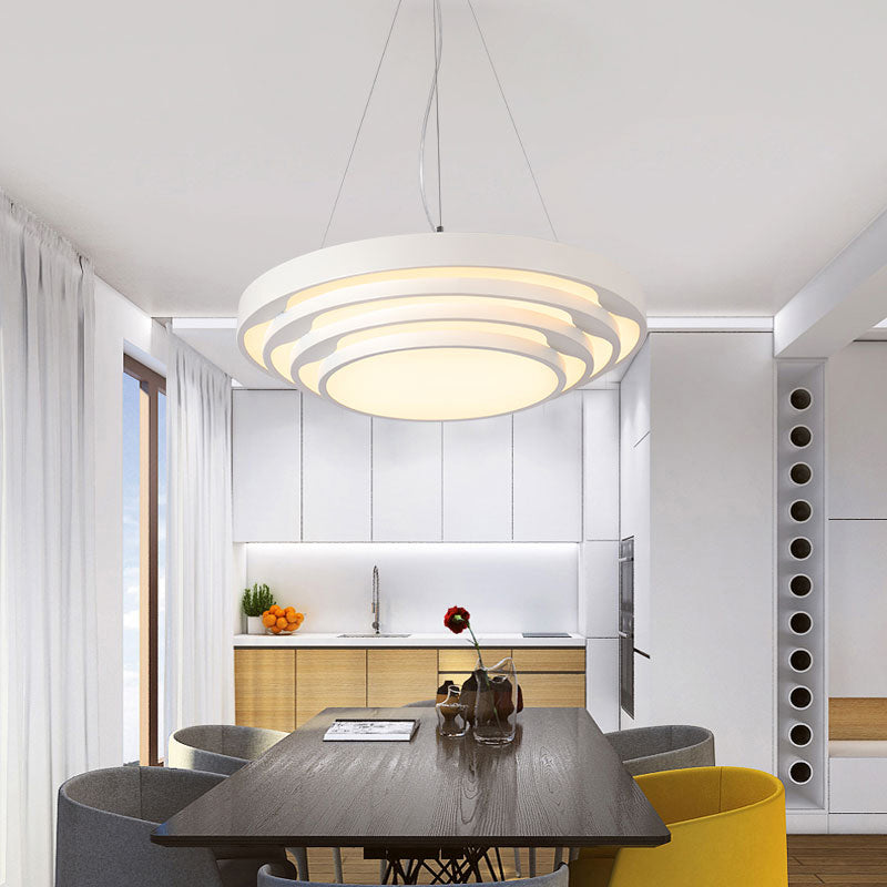 Modern LED Hanging Light Layered Round Chandelier Light with Acrylic Shade for Office Clearhalo 'Ceiling Lights' 'Chandeliers' 'Modern Chandeliers' 'Modern' Lighting' 2385242