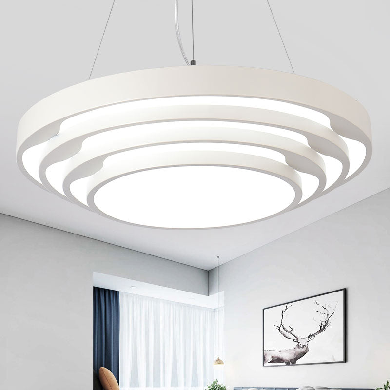 Modern LED Hanging Light Layered Round Chandelier Light with Acrylic Shade for Office Clearhalo 'Ceiling Lights' 'Chandeliers' 'Modern Chandeliers' 'Modern' Lighting' 2385243