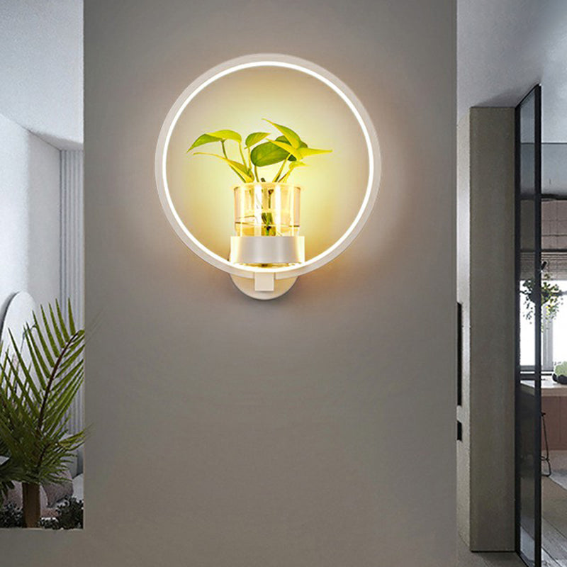 Artistic Loop Shaped Wall Lamp Metal Bedside Wall Sconce Light with Clear Glass Plant Pot Clearhalo 'Wall Lamps & Sconces' 'Wall Lights' Lighting' 2385257