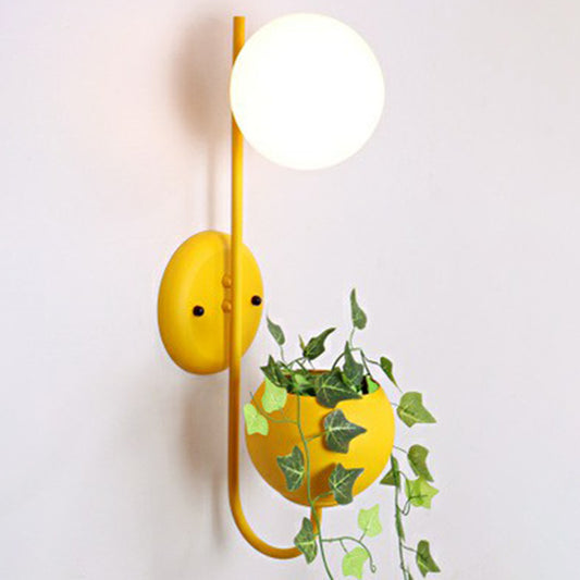 Ball Study Room Reading Wall Light Milk Glass 1 Bulb Modern Wall Sconce with Storage Bowl Clearhalo 'Wall Lamps & Sconces' 'Wall Lights' Lighting' 2385293