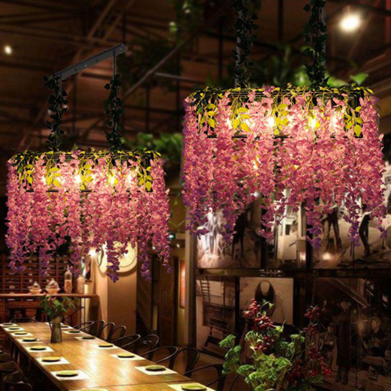 hanging artificial plants from ceiling Artificial Plant Restaurant Hanging Light Fixture Rustic Metal Ceiling Pendant Light