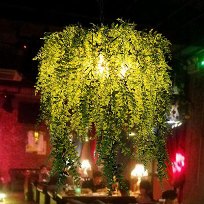 artificial hanging plants with lights Artificial Plant Restaurant Hanging Light Fixture Rustic Metal Ceiling Pendant Light