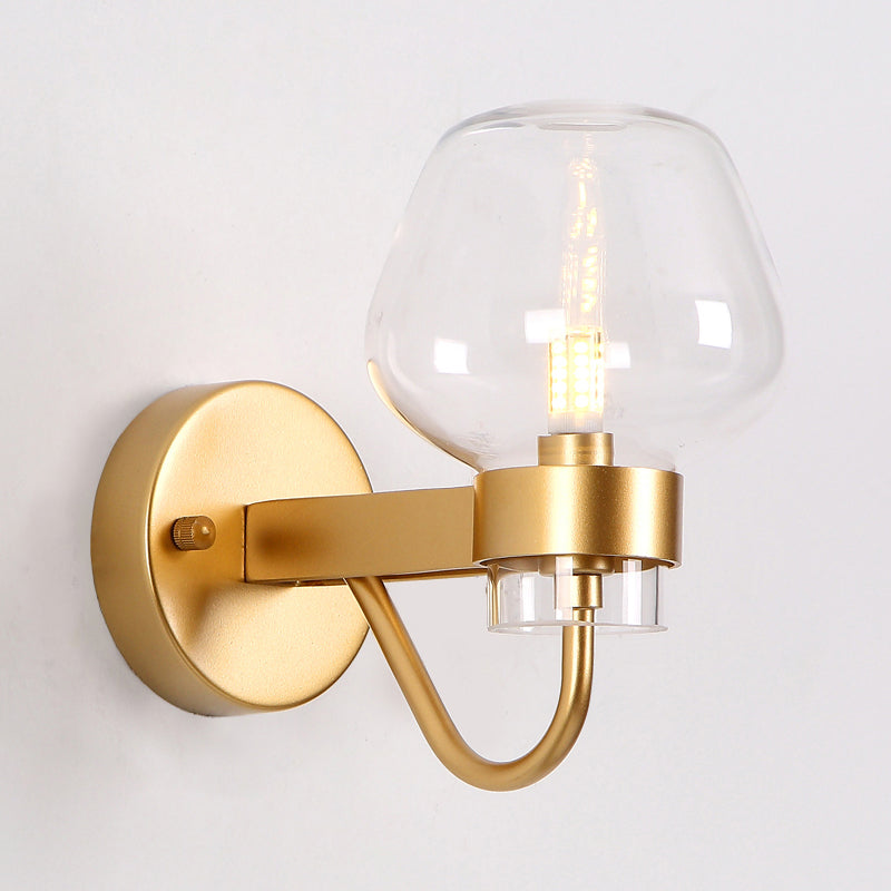 1 Bulb Jar Sconce Lamp Tradition Clear/Amber/Smoke Gray Glass Wall Lighting Fixture for Bedside Clear Clearhalo 'Wall Lamps & Sconces' 'Wall Lights' Lighting' 238531