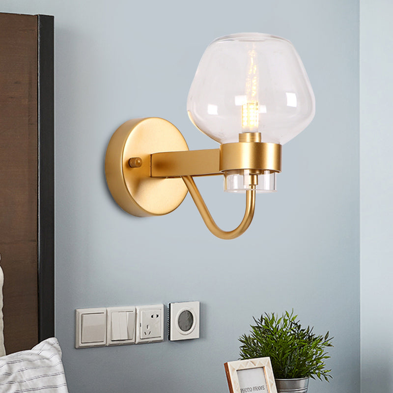 1 Bulb Jar Sconce Lamp Tradition Clear/Amber/Smoke Gray Glass Wall Lighting Fixture for Bedside Clearhalo 'Wall Lamps & Sconces' 'Wall Lights' Lighting' 238532