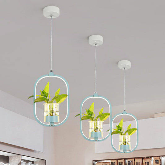 Nordic Circular LED Ceiling Pendant Acrylic Dining Room Suspension Lamp with Glass Plant Bucket Clearhalo 'Ceiling Lights' 'Pendant Lights' 'Pendants' Lighting' 2385338