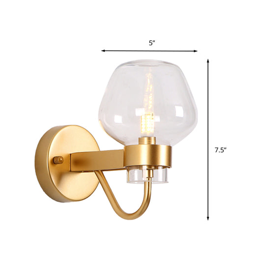1 Bulb Jar Sconce Lamp Tradition Clear/Amber/Smoke Gray Glass Wall Lighting Fixture for Bedside Clearhalo 'Wall Lamps & Sconces' 'Wall Lights' Lighting' 238534