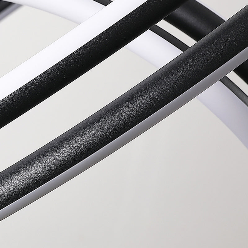 Black and White Circle Chandelier Minimalistic Aluminum LED Hanging Light for Dining Room Clearhalo 'Ceiling Lights' 'Chandeliers' 'Modern Chandeliers' 'Modern' Lighting' 2385359