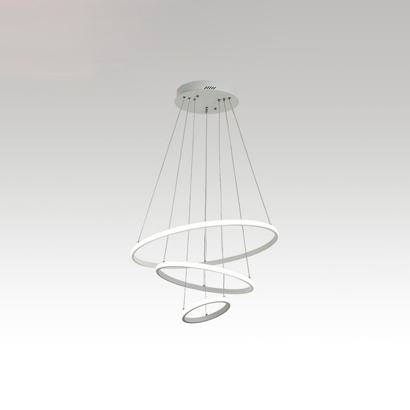 Minimalist Halo Hanging Lighting Acrylic 3-Head Restaurant LED Chandelier Pendant Light White 23.5" Clearhalo 'Ceiling Lights' 'Chandeliers' 'Modern Chandeliers' 'Modern' Lighting' 2385361