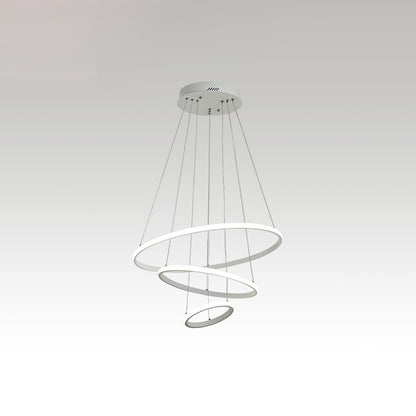 Minimalist Halo Hanging Lighting Acrylic 3-Head Restaurant LED Chandelier Pendant Light White 23.5" Clearhalo 'Ceiling Lights' 'Chandeliers' 'Modern Chandeliers' 'Modern' Lighting' 2385361