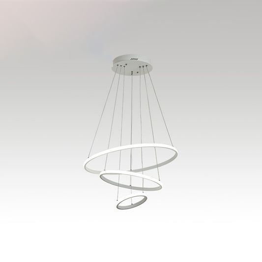Minimalist Halo Hanging Lighting Acrylic 3-Head Restaurant LED Chandelier Pendant Light White 31.5" Clearhalo 'Ceiling Lights' 'Chandeliers' 'Modern Chandeliers' 'Modern' Lighting' 2385362