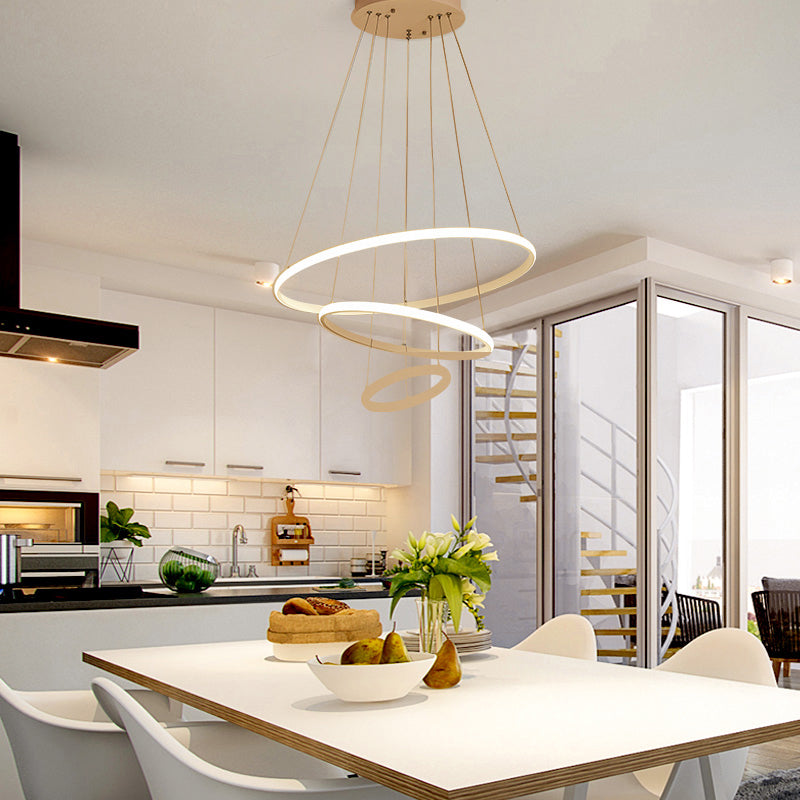 Minimalist Halo Hanging Lighting Acrylic 3-Head Restaurant LED Chandelier Pendant Light Clearhalo 'Ceiling Lights' 'Chandeliers' 'Modern Chandeliers' 'Modern' Lighting' 2385365