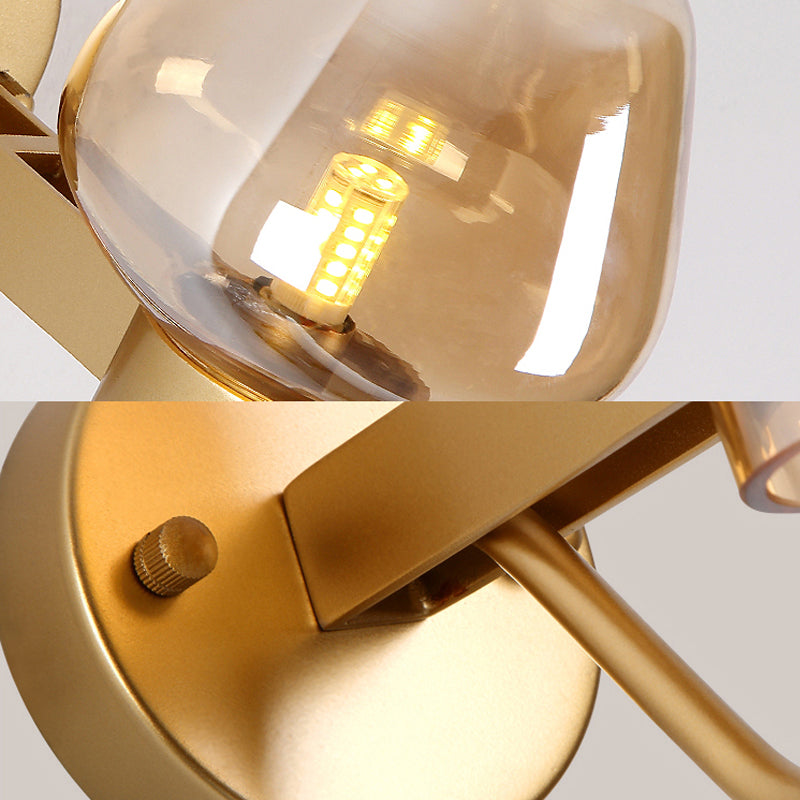 1 Bulb Jar Sconce Lamp Tradition Clear/Amber/Smoke Gray Glass Wall Lighting Fixture for Bedside Clearhalo 'Wall Lamps & Sconces' 'Wall Lights' Lighting' 238538