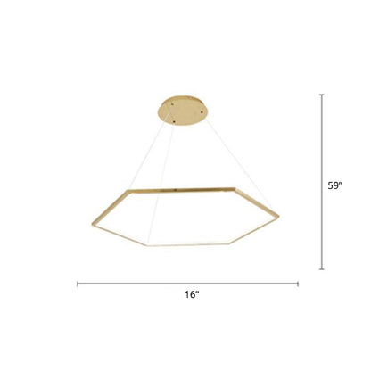 Stainless Steel Hexagon LED Suspension Lamp Minimalist Gold Chandelier for Living Room 1 Gold Clearhalo 'Ceiling Lights' 'Chandeliers' 'Modern Chandeliers' 'Modern' Lighting' 2385381