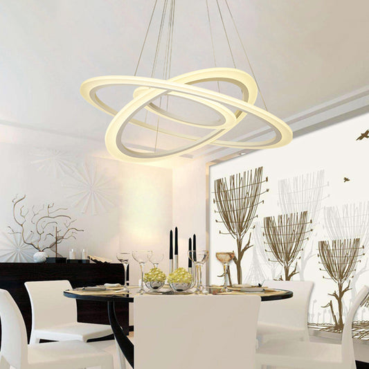 Simple Style Circle Pendant Chandelier Acrylic Dining Room LED Hanging Light in White Clearhalo 'Ceiling Lights' 'Chandeliers' 'Modern Chandeliers' 'Modern' Lighting' 2385390