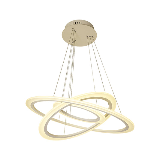 Simple Style Circle Pendant Chandelier Acrylic Dining Room LED Hanging Light in White Clearhalo 'Ceiling Lights' 'Chandeliers' 'Modern Chandeliers' 'Modern' Lighting' 2385391