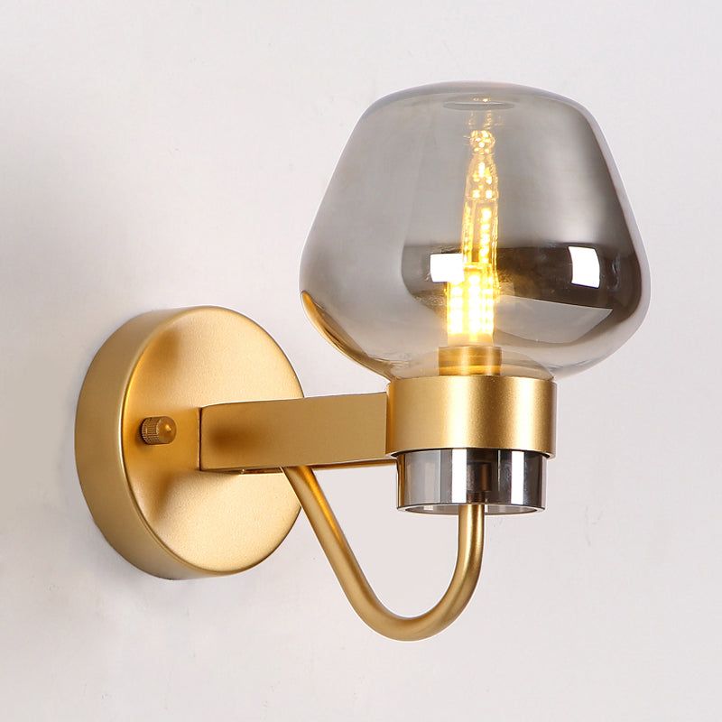 1 Bulb Jar Sconce Lamp Tradition Clear/Amber/Smoke Gray Glass Wall Lighting Fixture for Bedside Clearhalo 'Wall Lamps & Sconces' 'Wall Lights' Lighting' 238540