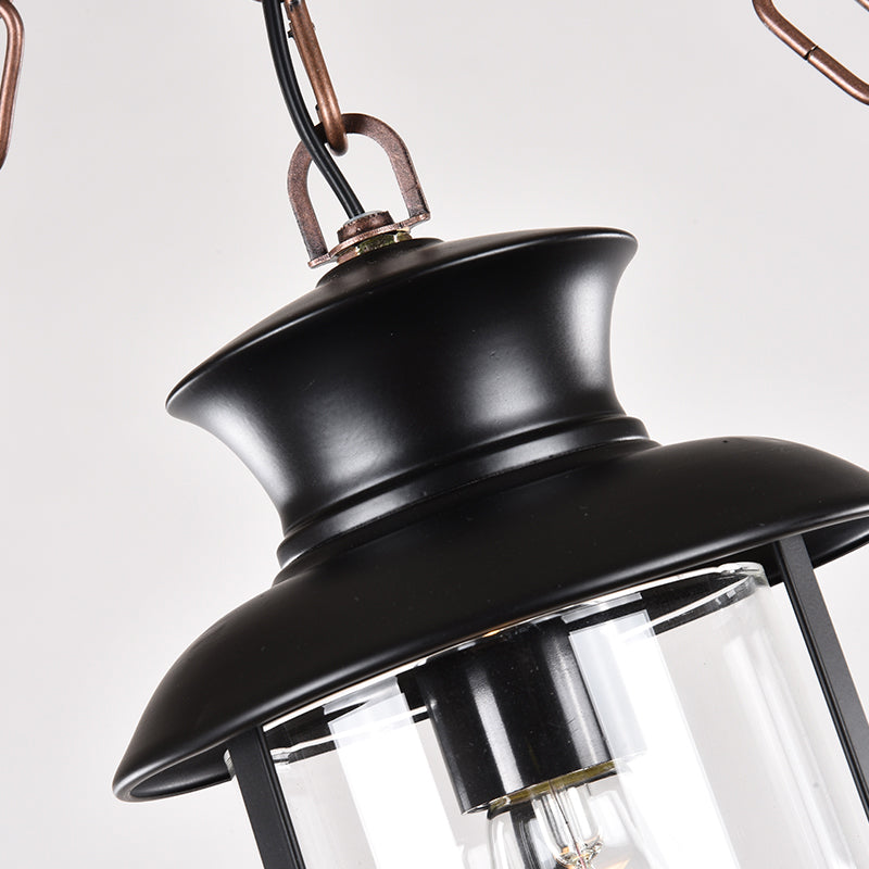 1-Bulb Cylindrical Pendant Lamp Nautical Brown Clear Glass Hanging Light with Arch Wood Deco Clearhalo 'Art Deco Pendants' 'Cast Iron' 'Ceiling Lights' 'Ceramic' 'Crystal' 'Industrial Pendants' 'Industrial' 'Metal' 'Middle Century Pendants' 'Pendant Lights' 'Pendants' 'Tiffany' Lighting' 2385452