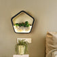 Metal Halo LED Sconce Light Art Deco Wall Mounted Light with Cobblestone and Imitation Plant Black Pentagon Clearhalo 'Wall Lamps & Sconces' 'Wall Lights' Lighting' 2385455