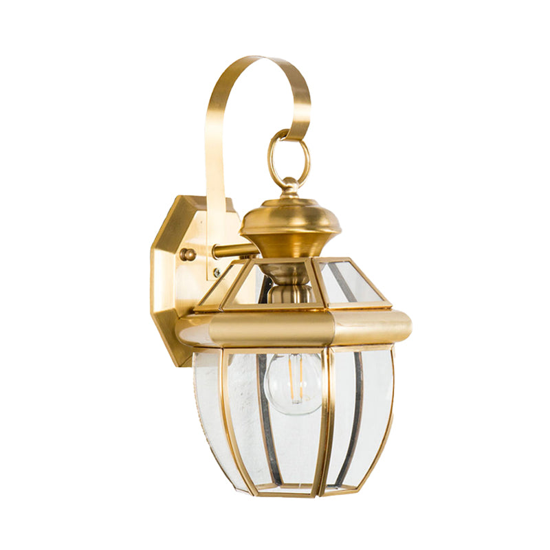 1 Bulb Jar Sconce Lamp Tradition Clear Glass Wall Lighting Fixture in Black/Brass for Bedside Clearhalo 'Wall Lamps & Sconces' 'Wall Lights' Lighting' 238600