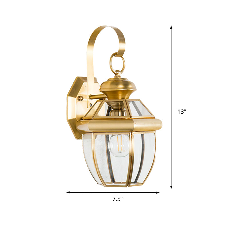 1 Bulb Jar Sconce Lamp Tradition Clear Glass Wall Lighting Fixture in Black/Brass for Bedside Clearhalo 'Wall Lamps & Sconces' 'Wall Lights' Lighting' 238601