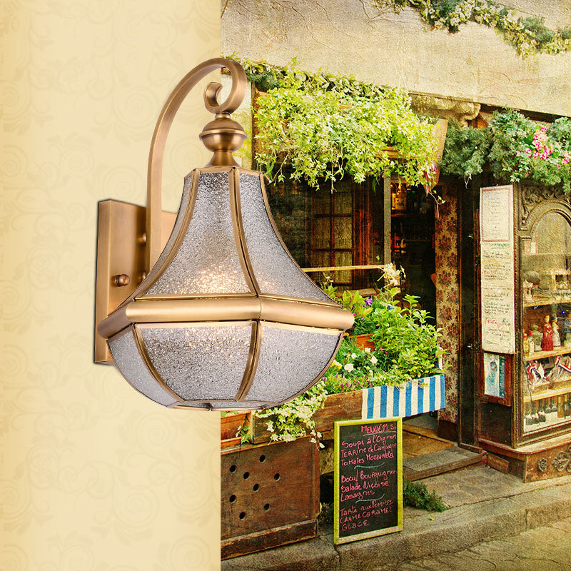 1 Bulb Gourd Sconce Lamp Tradition Clear/Textured White/Cream Glass Wall Lighting Fixture for Bedside Textured White Clearhalo 'Wall Lamps & Sconces' 'Wall Lights' Lighting' 238661