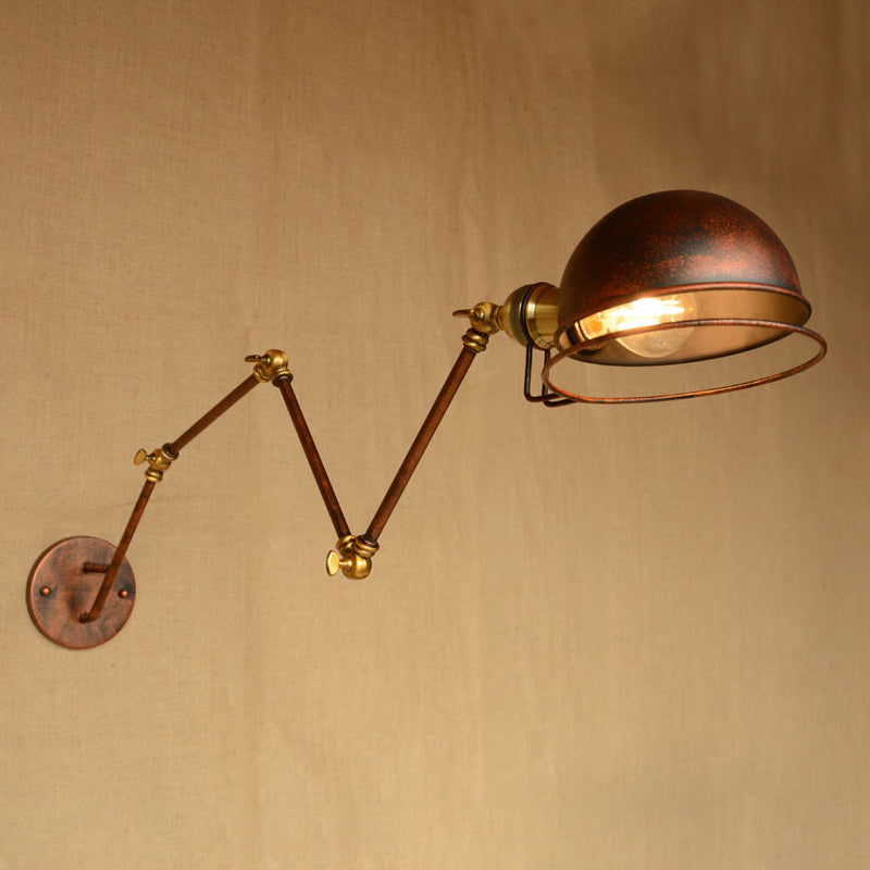 Vintage Industrial Bowl Wall Lamp 1 Light Iron Sconce Light Fixture with Swing Arm in Black/Brass Clearhalo 'Art deco wall lights' 'Cast Iron' 'Glass' 'Industrial wall lights' 'Industrial' 'Middle century wall lights' 'Modern' 'Rustic wall lights' 'Tiffany' 'Traditional wall lights' 'Wall Lamps & Sconces' 'Wall Lights' Lighting' 238850