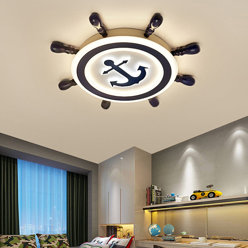 Ship Rudder LED Flushmount Ceiling Lamp Cartoon Acrylic Kids Room Flush Light in Blue Clearhalo 'Ceiling Lights' 'Close To Ceiling Lights' 'Close to ceiling' 'Flush mount' Lighting' 2388690