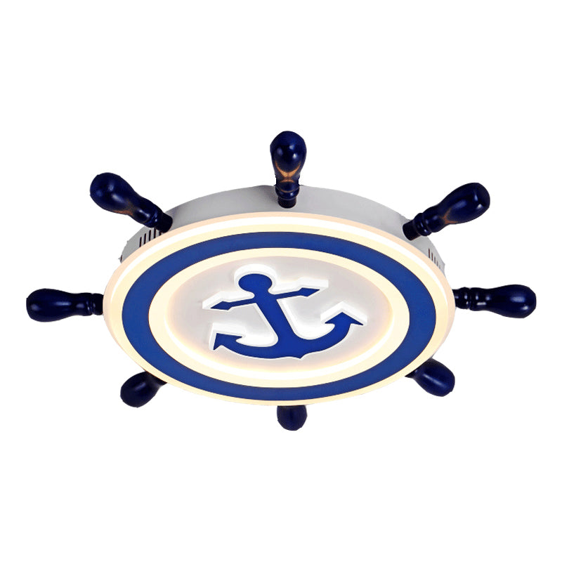 Ship Rudder LED Flushmount Ceiling Lamp Cartoon Acrylic Kids Room Flush Light in Blue Clearhalo 'Ceiling Lights' 'Close To Ceiling Lights' 'Close to ceiling' 'Flush mount' Lighting' 2388696