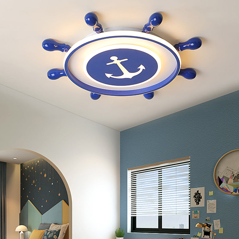 Acrylic Rudder LED Ceiling Light Childrens Blue Flush Mount Light Fixture for Bedroom Clearhalo 'Ceiling Lights' 'Close To Ceiling Lights' 'Close to ceiling' 'Flush mount' Lighting' 2388701