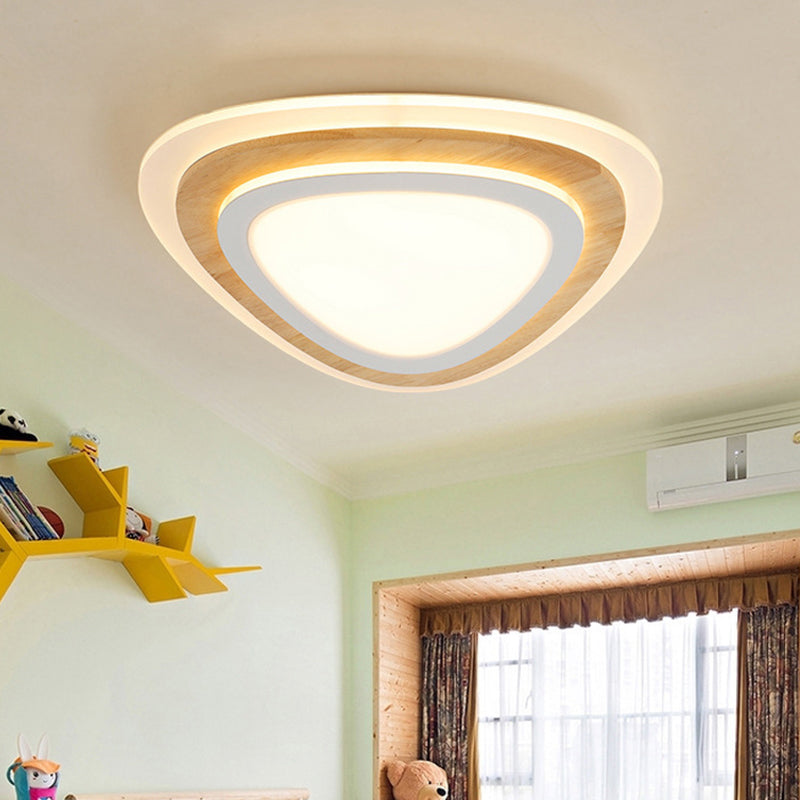 Nautical Theme Flush Ceiling Light Creative Acrylic Light Wood LED Flush Mount for Kids Room Light Wood Third Gear Triangle Clearhalo 'Ceiling Lights' 'Close To Ceiling Lights' 'Close to ceiling' 'Flush mount' Lighting' 2388708