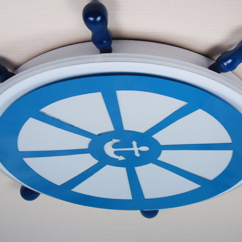 Rudder Boys Bedroom Flush Light Metal Kids LED Ceiling Flush Mount Light in Blue Clearhalo 'Ceiling Lights' 'Close To Ceiling Lights' 'Close to ceiling' 'Flush mount' Lighting' 2388718