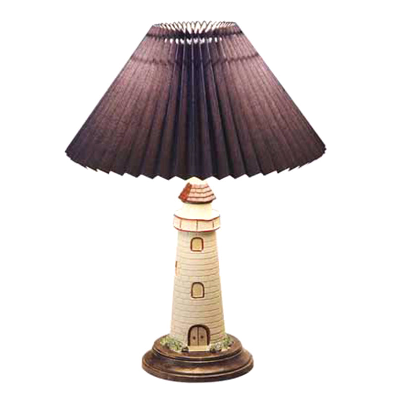 PVC Pleated Shade Table Light Kids 1-Light Nightstand Lamp with Lighthouse Pedestal Clearhalo 'Lamps' 'Table Lamps' Lighting' 2388727
