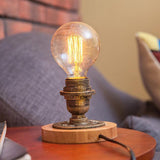 Exposed Bulb Metal Night Lamp Industrial Style 1 Head Bedside Table Light in Bronze Clearhalo 'Lamps' 'Table Lamps' Lighting' 2388756