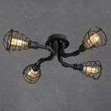Iron Wire Cage Ceiling Lighting Industrial Entryway Semi Flush Mount Light in Black 4 Black Clearhalo 'Ceiling Lights' 'Close To Ceiling Lights' 'Close to ceiling' 'Semi-flushmount' Lighting' 2388765