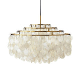 White 4 Layers Chandelier Vintage Shell 6-Light Dining Room Suspended Lighting Fixture White Clearhalo 'Ceiling Lights' 'Chandeliers' Lighting' 2388816