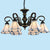 6 Heads Conical Hanging Lamp Mediterranean Hand Cut Glass Chandelier with Scalloped Edge White Clearhalo 'Ceiling Lights' 'Chandeliers' 'Industrial' 'Middle Century Chandeliers' 'Tiffany Chandeliers' 'Tiffany close to ceiling' 'Tiffany' Lighting' 2388881