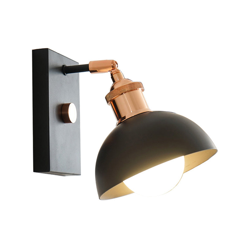 1-Light Rotatable Reading Lamp Industrial Bedside Wall Light with Bowl Metal Shade Clearhalo 'Art deco wall lights' 'Cast Iron' 'Glass' 'Industrial wall lights' 'Industrial' 'Middle century wall lights' 'Modern' 'Rustic wall lights' 'Tiffany' 'Traditional wall lights' 'Wall Lamps & Sconces' 'Wall Lights' Lighting' 2388946
