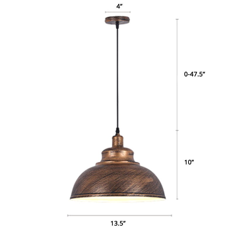 Bowl Shade Restaurant Hanging Lamp Factory Style Metal 1 Head Pendant Ceiling Light Copper 14" Clearhalo 'Art Deco Pendants' 'Black' 'Cast Iron' 'Ceiling Lights' 'Ceramic' 'Crystal' 'Industrial Pendants' 'Industrial' 'Metal' 'Middle Century Pendants' 'Pendant Lights' 'Pendants' 'Rustic Pendants' 'Tiffany' Lighting' 2388978