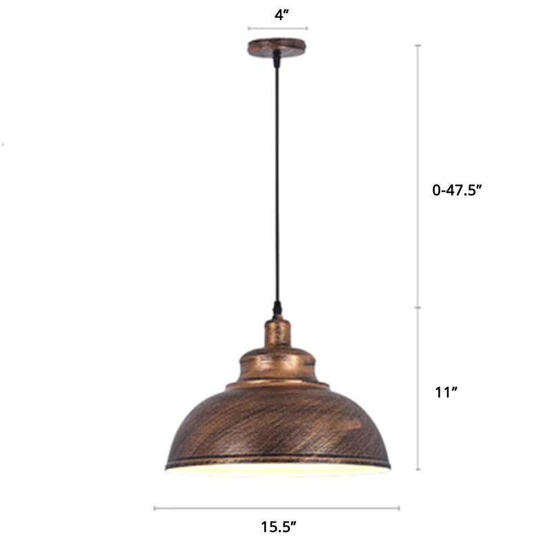 Bowl Shade Restaurant Hanging Lamp Factory Style Metal 1 Head Pendant Ceiling Light Copper 16" Clearhalo 'Art Deco Pendants' 'Black' 'Cast Iron' 'Ceiling Lights' 'Ceramic' 'Crystal' 'Industrial Pendants' 'Industrial' 'Metal' 'Middle Century Pendants' 'Pendant Lights' 'Pendants' 'Rustic Pendants' 'Tiffany' Lighting' 2388979