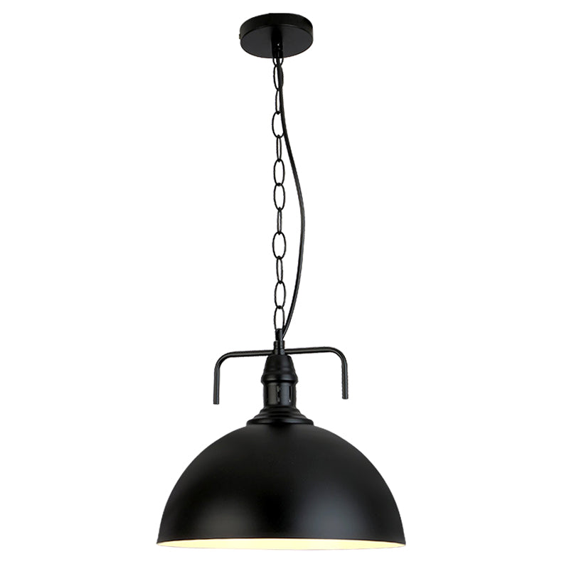 Dome Dining Room Hanging Light Industrial Iron Single Black Finish Drop Pendant with Vent Clearhalo 'Art Deco Pendants' 'Black' 'Cast Iron' 'Ceiling Lights' 'Ceramic' 'Crystal' 'Industrial Pendants' 'Industrial' 'Metal' 'Middle Century Pendants' 'Pendant Lights' 'Pendants' 'Rustic Pendants' 'Tiffany' Lighting' 2388996