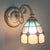 1-Head Scalloped Wall Light Tiffany Style Handcrafted Glass Wall Sconce for Living Room Blue Colorful Flower Clearhalo 'Art deco wall lights' 'Cast Iron' 'Glass' 'Industrial' 'Middle century wall lights' 'Modern' 'Tiffany wall lights' 'Tiffany' 'Traditional wall lights' 'Wall Lamps & Sconces' 'Wall Lights' Lighting' 2389026