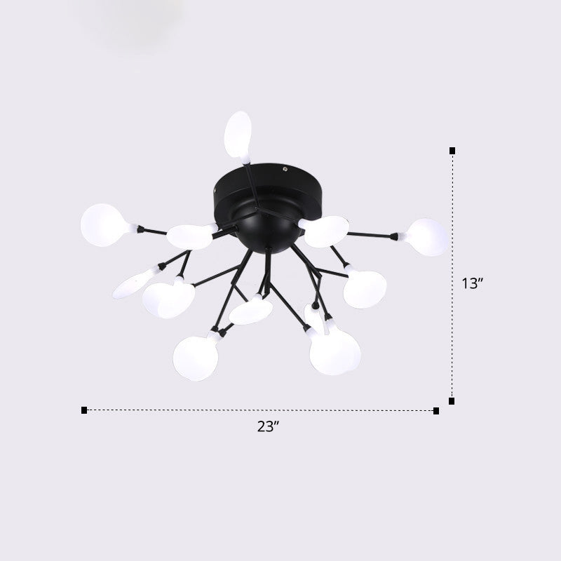 Firefly Semi Flush Ceiling Light Minimalism Acrylic Bedroom Flush Mount Light in Black 15 Black Clearhalo 'Ceiling Lights' 'Close To Ceiling Lights' 'Close to ceiling' 'Semi-flushmount' Lighting' 2389062