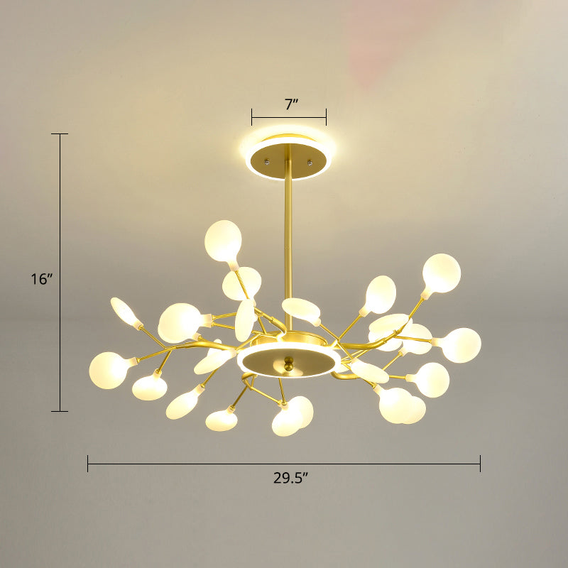 Postmodern Firefly LED Chandelier Acrylic Living Room Suspended Lighting Fixture 30 Gold Clearhalo 'Ceiling Lights' 'Chandeliers' 'Modern Chandeliers' 'Modern' Lighting' 2389067