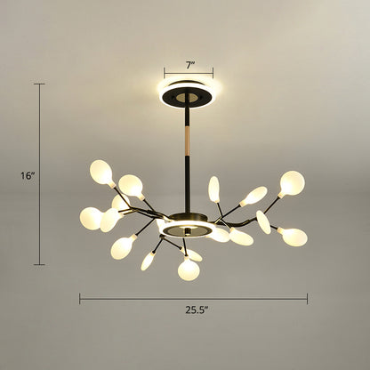 Postmodern Firefly LED Chandelier Acrylic Living Room Suspended Lighting Fixture 18 Black Clearhalo 'Ceiling Lights' 'Chandeliers' 'Modern Chandeliers' 'Modern' Lighting' 2389075