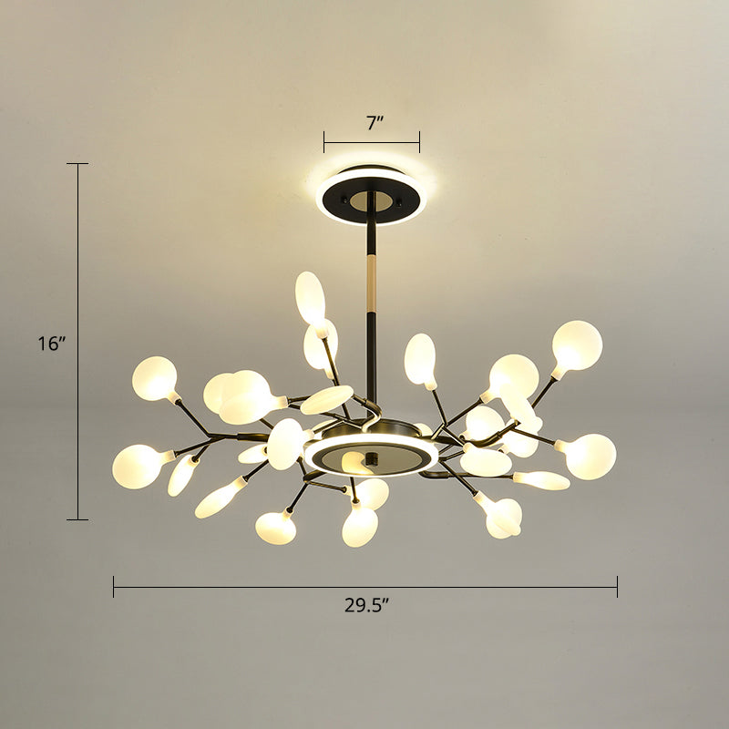 Postmodern Firefly LED Chandelier Acrylic Living Room Suspended Lighting Fixture 30 Black Clearhalo 'Ceiling Lights' 'Chandeliers' 'Modern Chandeliers' 'Modern' Lighting' 2389076