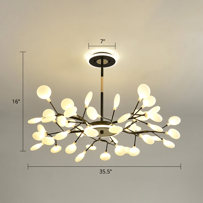 Postmodern Firefly LED Chandelier Acrylic Living Room Suspended Lighting Fixture 45 Black Clearhalo 'Ceiling Lights' 'Chandeliers' 'Modern Chandeliers' 'Modern' Lighting' 2389077
