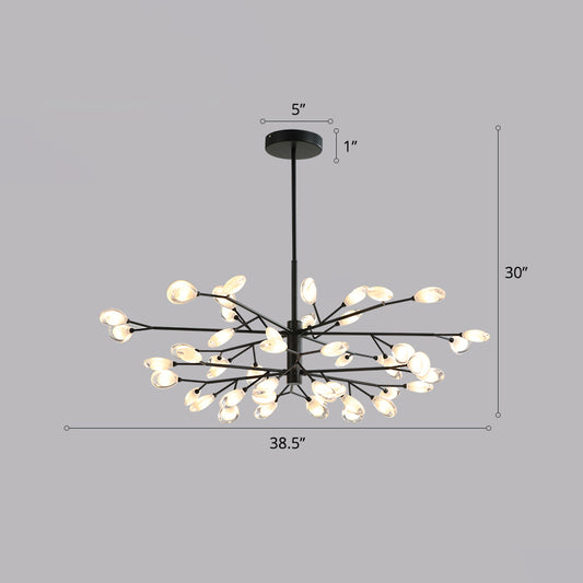 Black Tree Branches Ceiling Hang Lamp Contemporary Metal Chandelier for Living Room 48 Black Clearhalo 'Ceiling Lights' 'Chandeliers' 'Modern Chandeliers' 'Modern' Lighting' 2389095