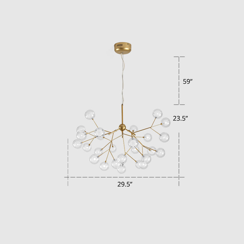 Double Glass Bubbles Chandelier Postmodern Style Firefly Pendant Lamp for Restaurant 27 Gold Clearhalo 'Ceiling Lights' 'Chandeliers' 'Modern Chandeliers' 'Modern' Lighting' 2389100